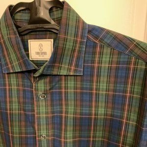 Todd Snyder Hunter Green and Blue Plaid Shirt